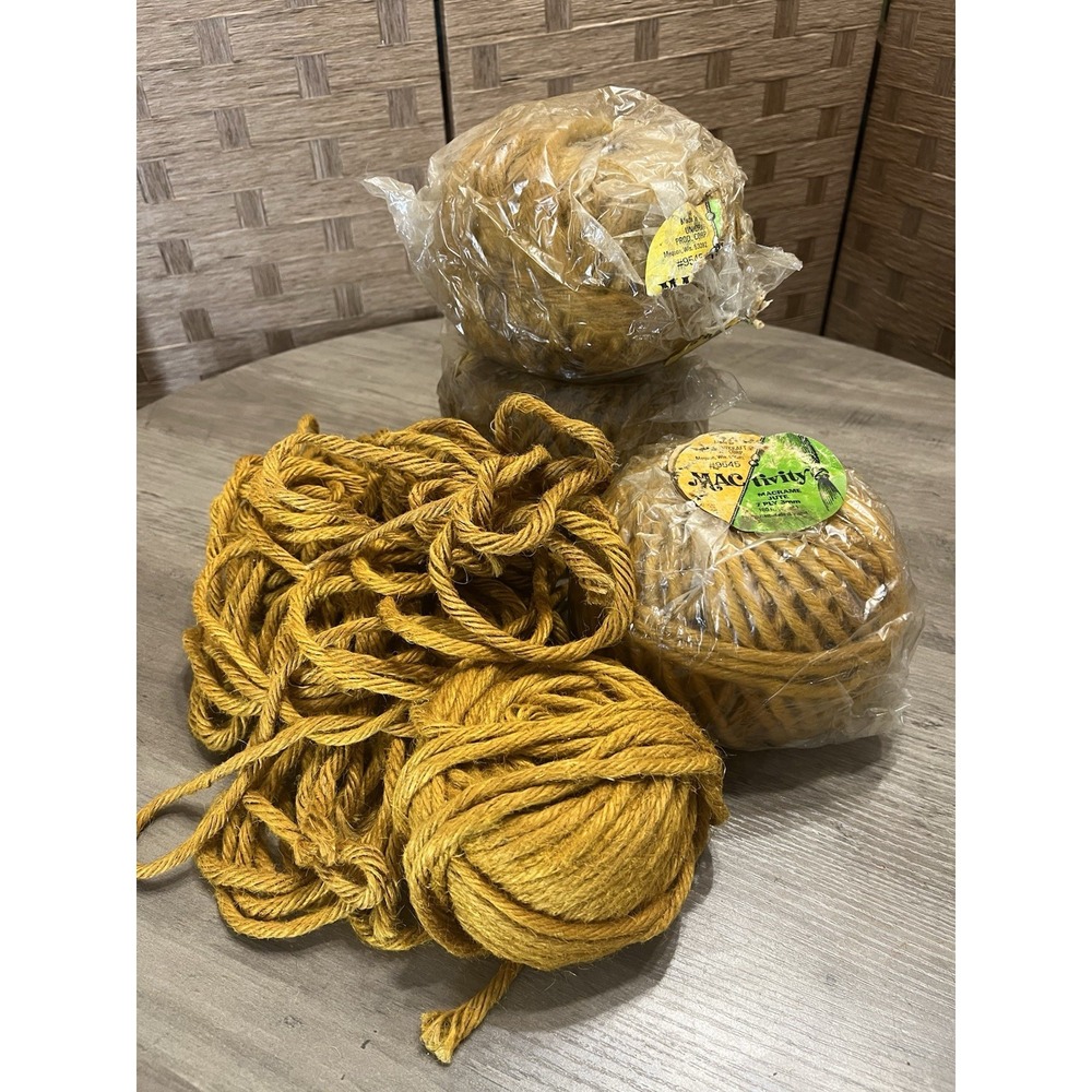 Mac-Tivity Macrame Jute Lot Harvest Gold New & Open Packages 1970s Vtg Crafting‎